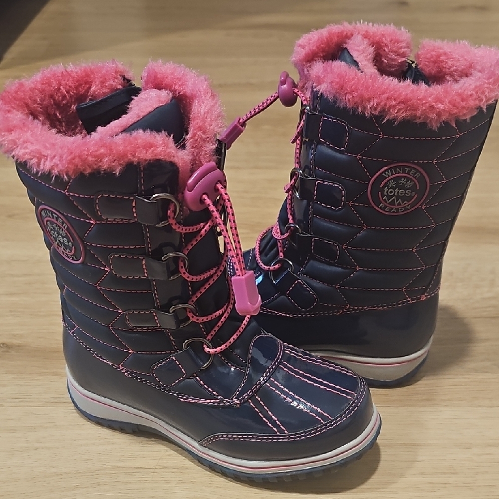 totes Kids Boots - Navy and Pink
